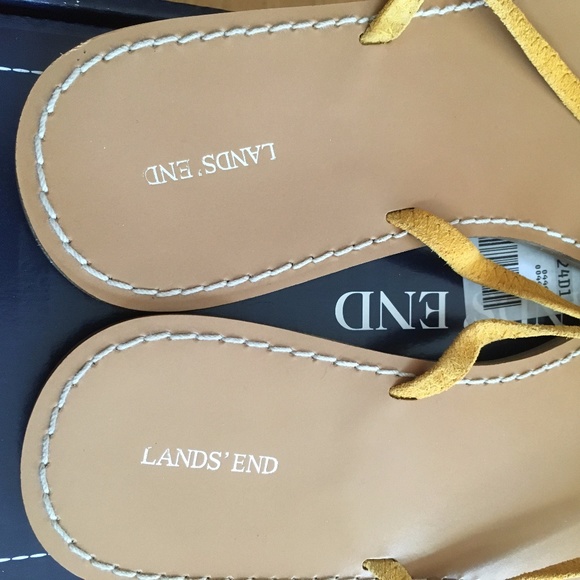 EUC leather flip flop sandals Lands End size 9 - Picture 3 of 6